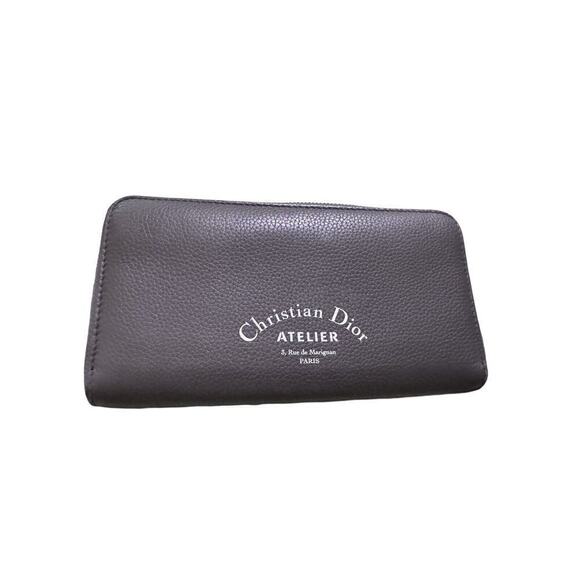 Christian Dior Homme Atelier Long Zip Wallet Grained Calfskin Gray - Picture 1 of 12
